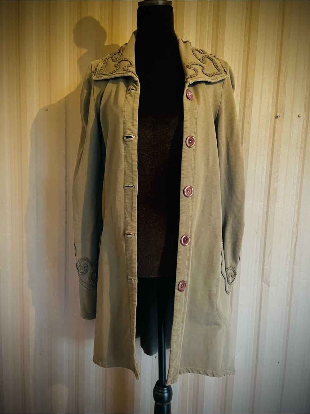 Gretty Zueger Embroidered Longline Jacket Bohemian Western Button Cotton Peru S - Picture 2 of 15